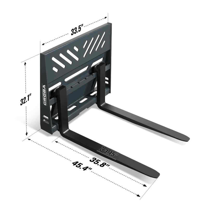 MechMaxx 36'' Mini Skid Steer Pallet Fork Attachment, 2204 lb Weight Capacity